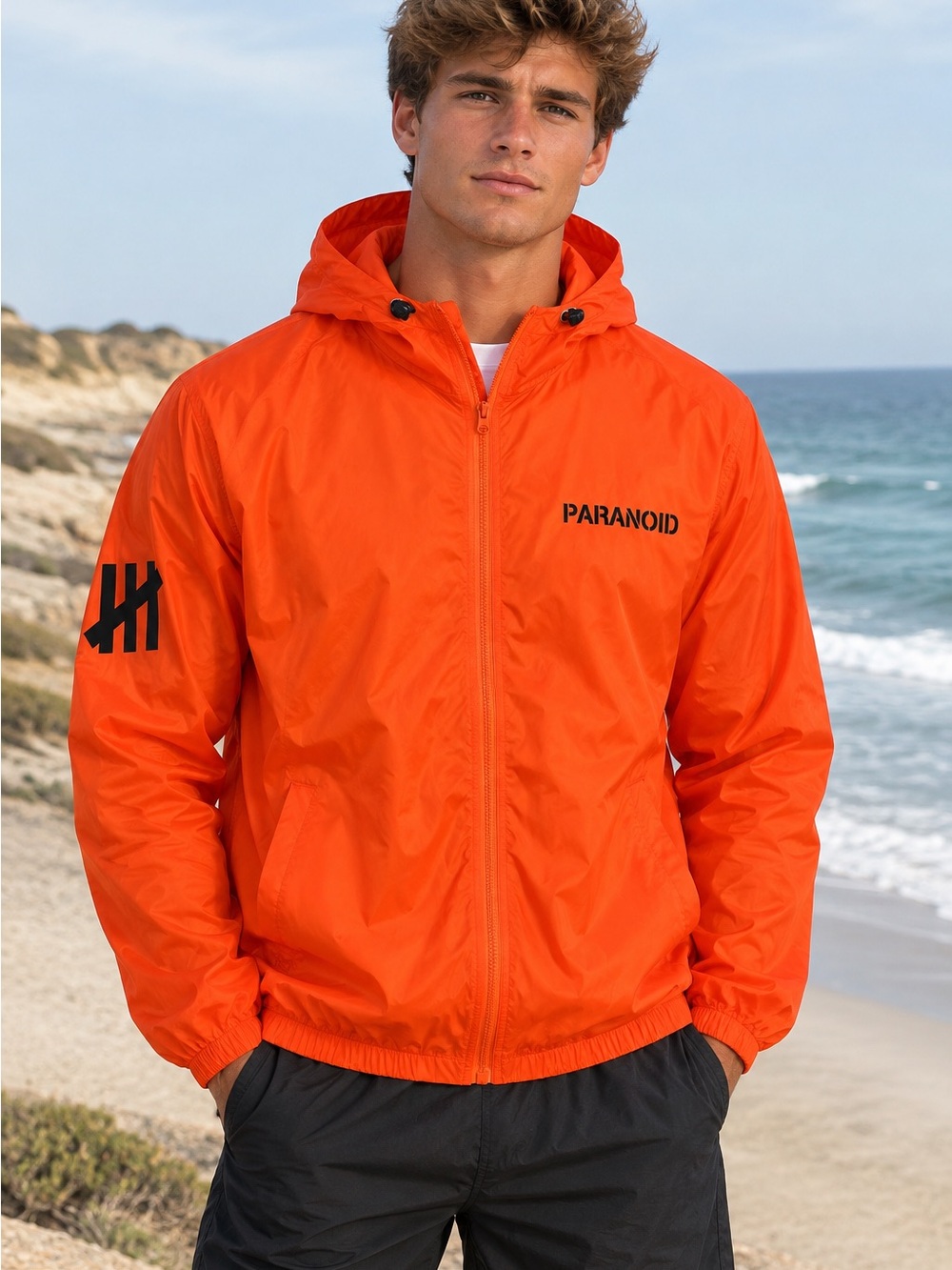 NWT Anti Social Mens Orange Streetwear Windbreaker Jacket L/XL